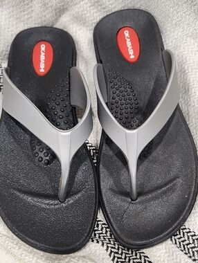 Okabashi Black  with Gray Straps Flip Flops